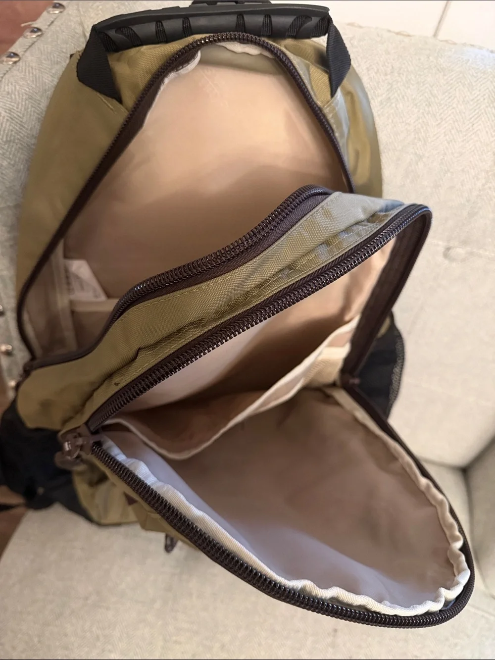 Olive Green & Brown Men's Backpack